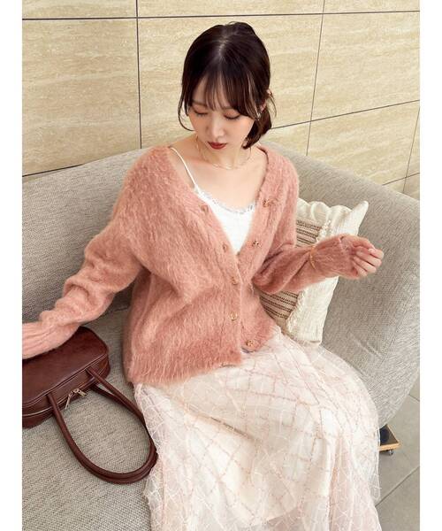 dazzlin(ダズリン)の「ルミナスカラーカーディガン(カーディガン/ボレロ・レディース・ピンク/イエロー/オフホワイト/チャコールグレー/ブルー・FREE)」の5枚目の写真