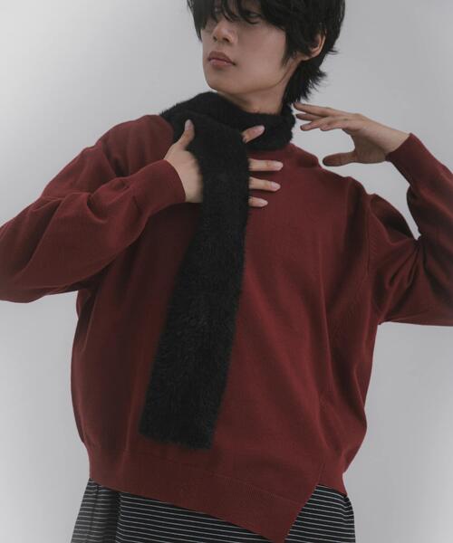 SENSE OF PLACE by URBAN RESEARCH（センスオブプレイスバイアーバンリサーチ）の「アシメクルーネックニット（ニット/セーター・メンズ・ブラック/レッド/グレー・MEDIUM/LARGE）」の3枚目の写真