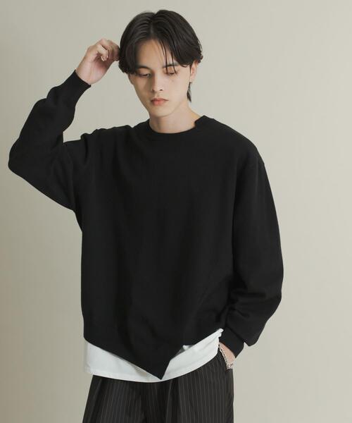 SENSE OF PLACE by URBAN RESEARCH（センスオブプレイスバイアーバンリサーチ）の「アシメクルーネックニット（ニット/セーター・メンズ・ブラック/レッド/グレー・MEDIUM/LARGE）」の7枚目の写真