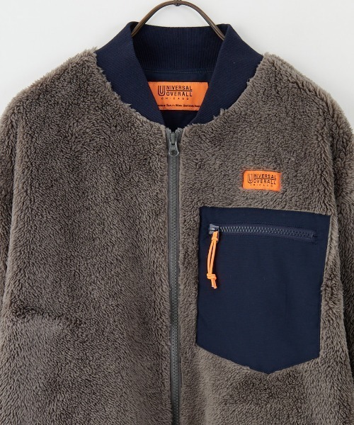 UNIVERSAL OVERALL（ユニバーサルオーバーオール）の「[UNIVERSAL OVERALL/ユニバーサルオーバーオール] 別注 ボアフリース ボンバージャケット（ブルゾン・レディース・ブラック/チャコールグレー・M/L/XL）」の16枚目の写真