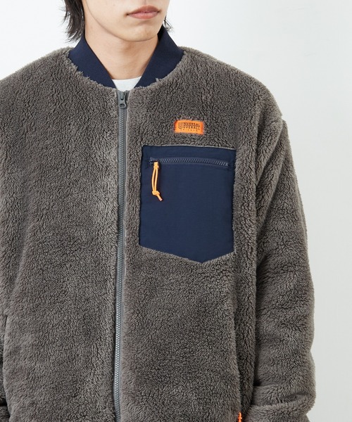 UNIVERSAL OVERALL（ユニバーサルオーバーオール）の「[UNIVERSAL OVERALL/ユニバーサルオーバーオール] 別注 ボアフリース ボンバージャケット（ブルゾン・レディース・ブラック/チャコールグレー・M/L/XL）」の12枚目の写真