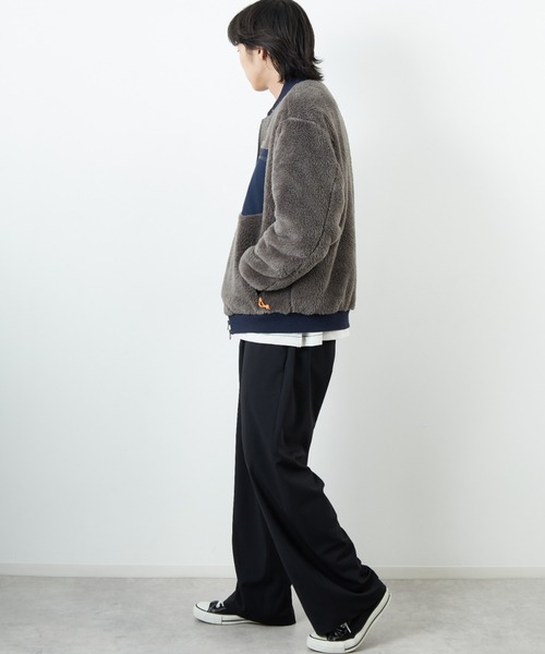 UNIVERSAL OVERALL（ユニバーサルオーバーオール）の「[UNIVERSAL OVERALL/ユニバーサルオーバーオール] 別注 ボアフリース ボンバージャケット（ブルゾン・レディース・ブラック/チャコールグレー・M/L/XL）」の10枚目の写真