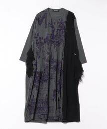 gomme（ゴム）の「中欧プリント天竺　サイドフリルワンピース（ワンピース）」