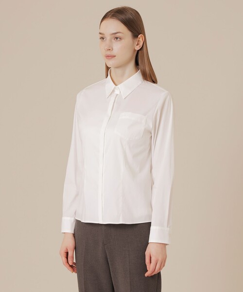 MACKINTOSH LONDON（マッキントッシュ ロンドン）の「コットンナイロンストレッチブラウス（シャツ/ブラウス・レディース・オフホワイト/ブルー・38/40）」の7枚目の写真