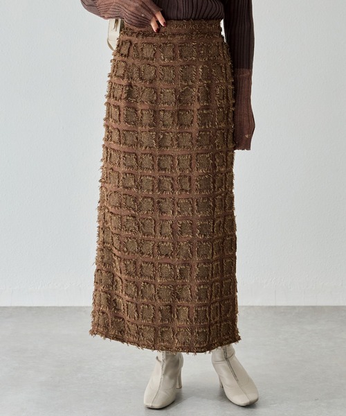 LAVEANGE(ラビアンジェ)の「ジャガードナロースカート(スカート・レディース・ブラウン/ブラック/アイボリー・M/L/LL/3L/4L)」の1枚目の写真