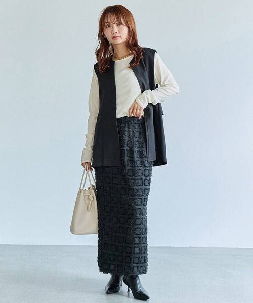 LAVEANGE(ラビアンジェ)の「ジャガードナロースカート(スカート・レディース・ブラウン/ブラック/アイボリー・M/L/LL/3L/4L)」の18枚目の写真