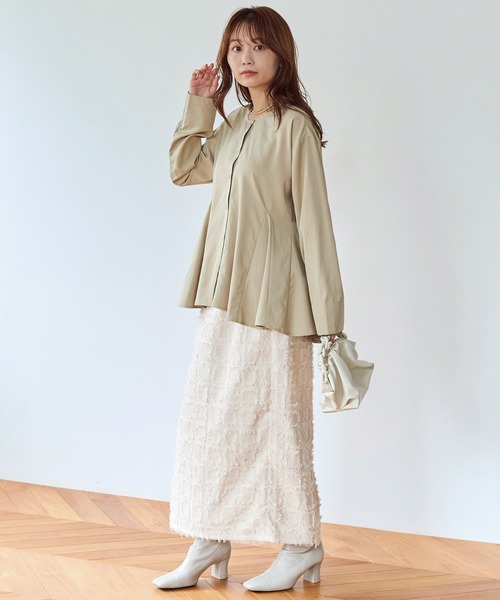 LAVEANGE(ラビアンジェ)の「ジャガードナロースカート(スカート・レディース・ブラウン/ブラック/アイボリー・M/L/LL/3L/4L)」の11枚目の写真