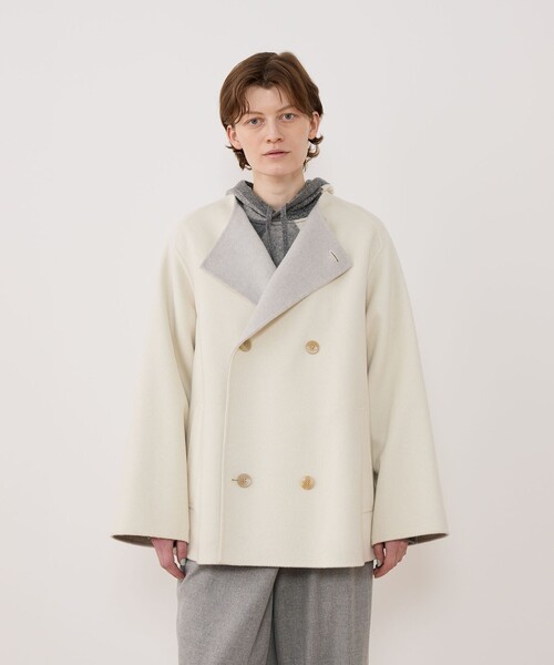 GALERIE VIE ウールダブルフェイス カラーレストレンチコート ウールダブルフェイス カラーレス ショートトレンチコート | GALERIE