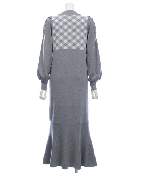 CLEAR BASIC（クリアベーシック）の「ブロックチェックジャガードニットロングワンピース[大人 フェミニン 上品]≪AW新作≫（ワンピース・レディース・ブラック/杢グレー・F）」の8枚目の写真