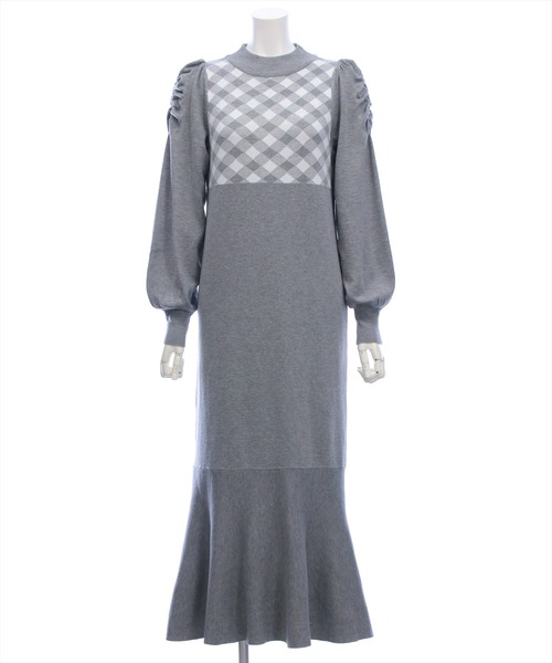 CLEAR BASIC（クリアベーシック）の「ブロックチェックジャガードニットロングワンピース[大人 フェミニン 上品]≪AW新作≫（ワンピース・レディース・ブラック/杢グレー・F）」の15枚目の写真