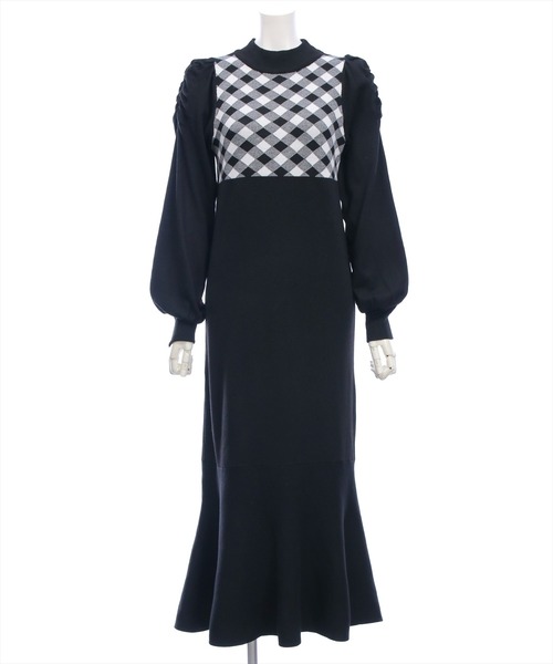 CLEAR BASIC（クリアベーシック）の「ブロックチェックジャガードニットロングワンピース[大人 フェミニン 上品]≪AW新作≫（ワンピース・レディース・ブラック/杢グレー・F）」の16枚目の写真