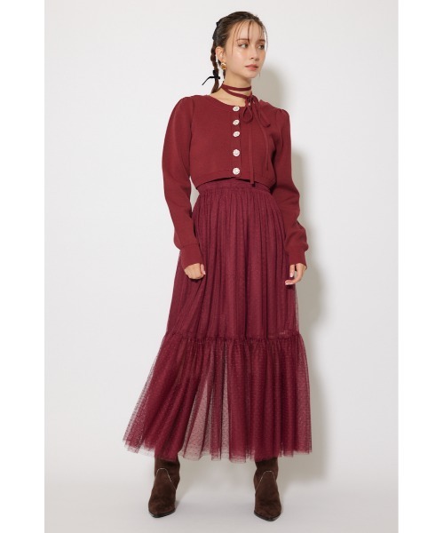 rienda(リエンダ)の「ニットカーディガンセットドットチュールフレアワンピース 秋服 冬服(ワンピース・レディース・ホワイト/バーガンディー/ブラック・FREE)」の13枚目の写真