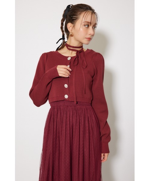 rienda(リエンダ)の「ニットカーディガンセットドットチュールフレアワンピース 秋服 冬服(ワンピース・レディース・ホワイト/バーガンディー/ブラック・FREE)」の14枚目の写真