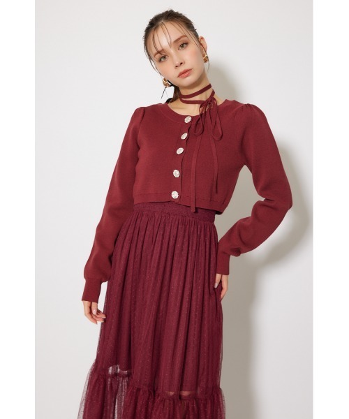 rienda(リエンダ)の「ニットカーディガンセットドットチュールフレアワンピース 秋服 冬服(ワンピース・レディース・ホワイト/バーガンディー/ブラック・FREE)」の15枚目の写真
