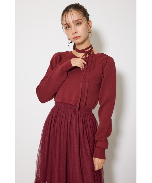 rienda(リエンダ)の「ニットカーディガンセットドットチュールフレアワンピース 秋服 冬服(ワンピース・レディース・ホワイト/バーガンディー/ブラック・FREE)」の17枚目の写真
