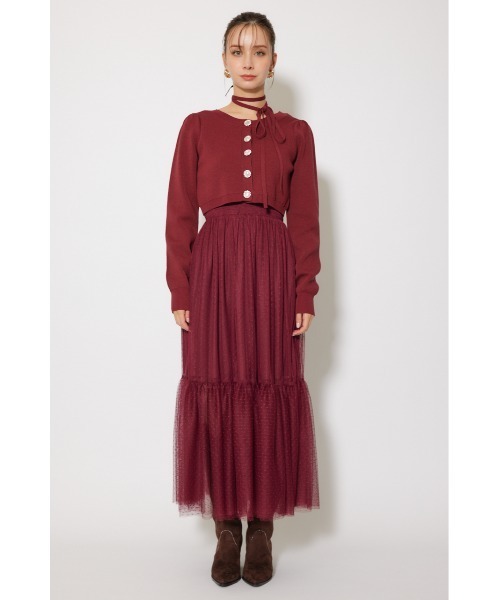 rienda(リエンダ)の「ニットカーディガンセットドットチュールフレアワンピース 秋服 冬服(ワンピース・レディース・ホワイト/バーガンディー/ブラック・FREE)」の19枚目の写真