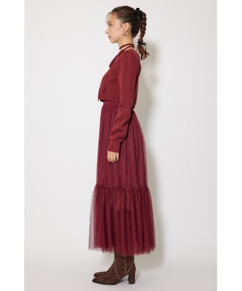 rienda(リエンダ)の「ニットカーディガンセットドットチュールフレアワンピース 秋服 冬服(ワンピース・レディース・ホワイト/バーガンディー/ブラック・FREE)」の20枚目の写真
