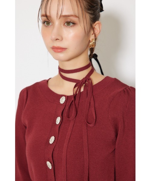 rienda(リエンダ)の「ニットカーディガンセットドットチュールフレアワンピース 秋服 冬服(ワンピース・レディース・ホワイト/バーガンディー/ブラック・FREE)」の22枚目の写真