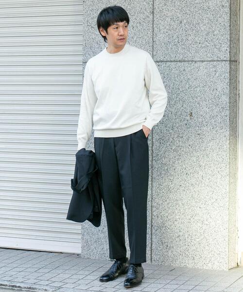 URBAN RESEARCH DOORS（アーバンリサーチドアーズ）の「LIFE STYLE TAILOR　コットンシルクハイゲージクルーニット（ニット/セーター・メンズ・アイボリー/ブラック/ブラウン・MEDIUM/LARGE）」の4枚目の写真