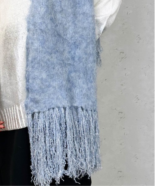 Per sist ence（パーシエンス）の「モヘアタッチフリンジデザインボリュームカラーマフラー（マフラー・レディース・グレー/チャコールグレー/ブラウン/レッド/ライトブルー/ホワイト系・ONE SIZE）」の10枚目の写真