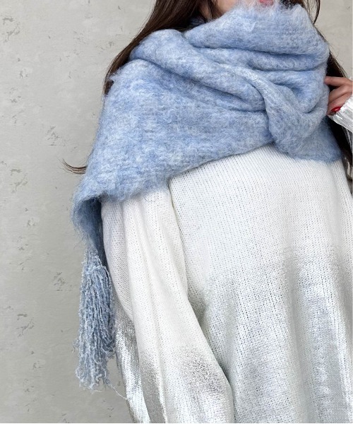 Per sist ence（パーシエンス）の「モヘアタッチフリンジデザインボリュームカラーマフラー（マフラー・レディース・グレー/チャコールグレー/ブラウン/レッド/ライトブルー/ホワイト系・ONE SIZE）」の14枚目の写真