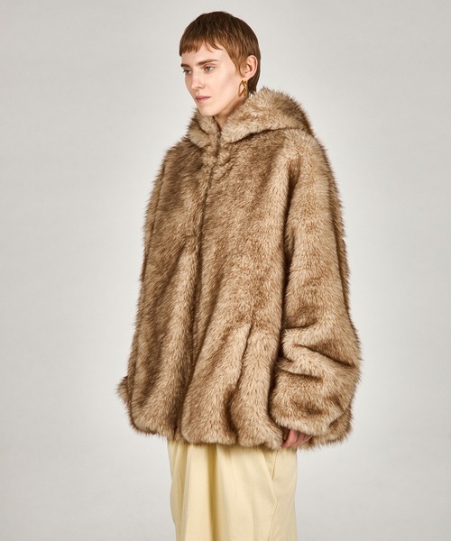 PRANK PROJECT（プランクプロジェクト）の「フェイクファーフードパーカー / Fake Fur Hooded Hoodie（その他アウター・レディース・ホワイト/ベージュ/ブラウン・FREE）」の8枚目の写真