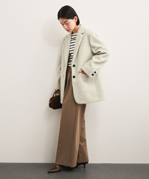 le cercle ADAM ET ROPE'(ルセルクルアダムエロペ)の「パラダイスシャギージャコット(テーラードジャケット・レディース・チャコールグレー/ベージュ系・FREE)」の9枚目の写真