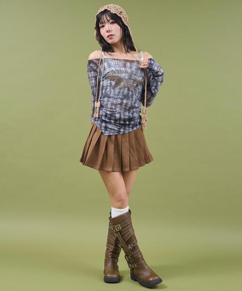 dispark（ディスパーク）の「DISPARK/ダブルループプリーツミニスカパン（スカート・レディース・ブラック/ブラウン・FREE）」の4枚目の写真