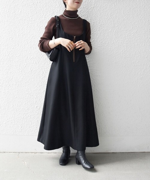 SHIPS any: ヘリンボーン パイピング フレア ジャンパースカート