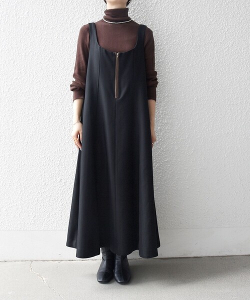 SHIPS any: ヘリンボーン パイピング フレア ジャンパースカート