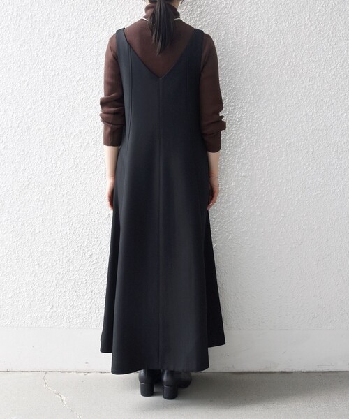 SHIPS any: ヘリンボーン パイピング フレア ジャンパースカート