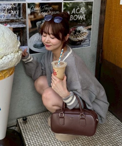 continuer de NICE CLAUP（コンティニューデナイスクラップ）の「【セットアップ】ジップカーデ＆ニットパンツセット（セットアップ・レディース・グレー/アイボリー/ネイビー・FREE）」の4枚目の写真