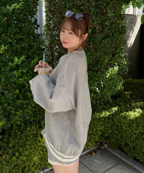 continuer de NICE CLAUP（コンティニューデナイスクラップ）の「【セットアップ】ジップカーデ＆ニットパンツセット（セットアップ・レディース・グレー/アイボリー/ネイビー・FREE）」の12枚目の写真