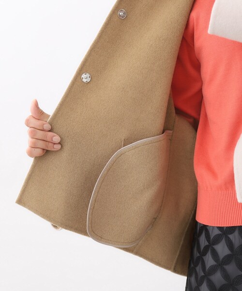 セール】リバー仕立てショートコート（ノーカラーコート）｜Reflect