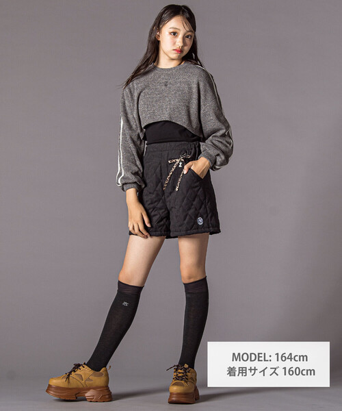 ZIDDY（ジディ）の「【 ニコ☆プチ 掲載 】メランジニット＆長袖リブTシャツセット(130~160cm)（アンサンブル・キッズ・ブラック/グレー・150cm/130cm/140cm/FREE）」の3枚目の写真