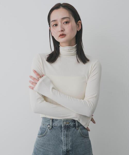 セール】『毛玉防止』メローハイネックトップ（Tシャツ/カットソー