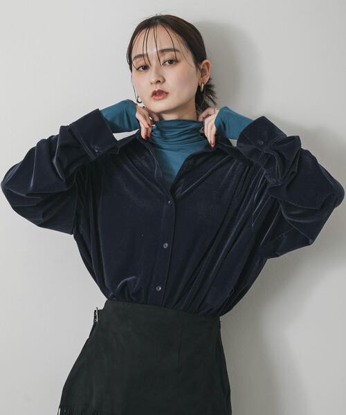 SENSE OF PLACE by URBAN RESEARCH(センスオブプレイスバイアーバンリサーチ)の「『毛玉防止』メローハイネックトップ(Tシャツ/カットソー・レディース・チャコールグレー/ブラック/ピンク/アイボリー/ブラウン系その他/ブルー・ONE)」の7枚目の写真