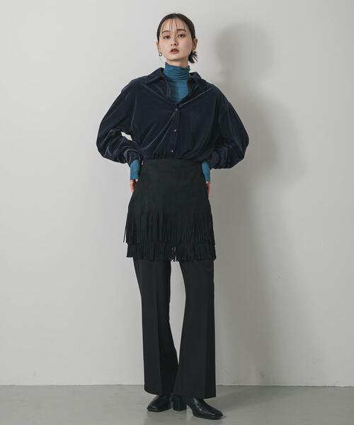 SENSE OF PLACE by URBAN RESEARCH(センスオブプレイスバイアーバンリサーチ)の「『毛玉防止』メローハイネックトップ(Tシャツ/カットソー・レディース・チャコールグレー/ブラック/ピンク/アイボリー/ブラウン系その他/ブルー・ONE)」の9枚目の写真