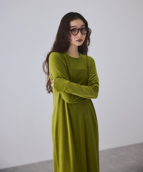 アダム・エ・ロペ　ベロア BOTANICAL DYED LOOSE DRESS ベロア BOTANICAL DYED DRESS（ドレス）｜ADAM ET ROPE'（アダムエロペ