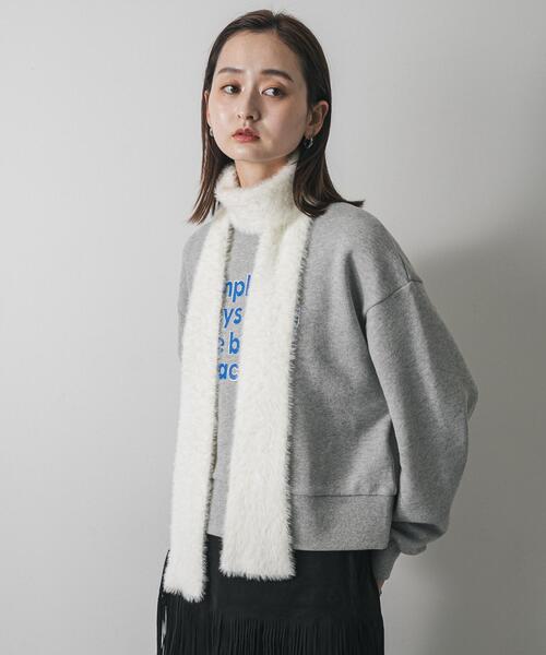 SENSE OF PLACE by URBAN RESEARCH（センスオブプレイスバイアーバンリサーチ）の「シャギーナローストール（マフラー・レディース・イエロー/ブラック/オフホワイト・ONE）」の2枚目の写真