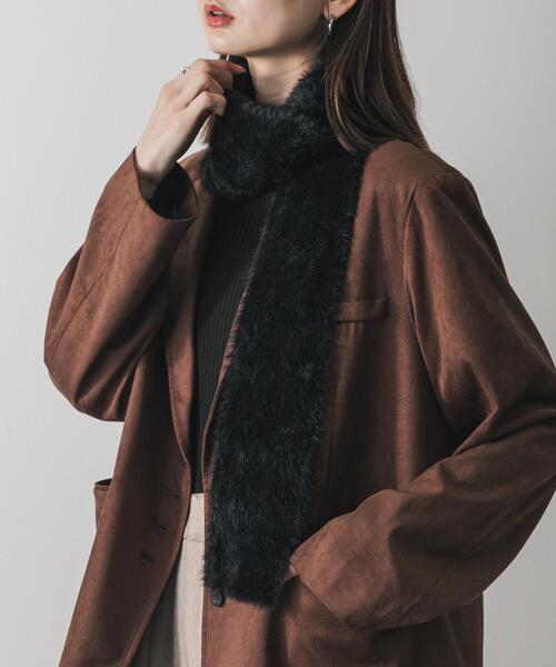 SENSE OF PLACE by URBAN RESEARCH（センスオブプレイスバイアーバンリサーチ）の「シャギーナローストール（マフラー・レディース・イエロー/ブラック/オフホワイト・ONE）」の3枚目の写真