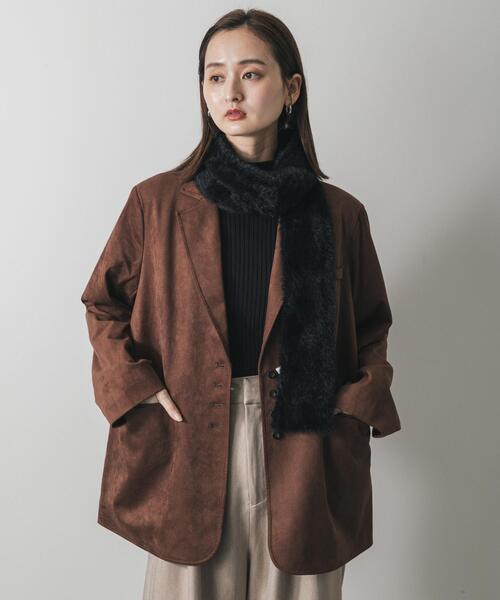 SENSE OF PLACE by URBAN RESEARCH（センスオブプレイスバイアーバンリサーチ）の「シャギーナローストール（マフラー・レディース・イエロー/ブラック/オフホワイト・ONE）」の8枚目の写真