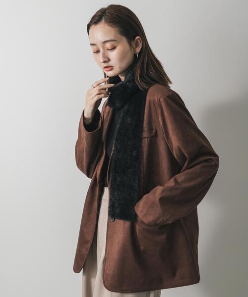 SENSE OF PLACE by URBAN RESEARCH（センスオブプレイスバイアーバンリサーチ）の「シャギーナローストール（マフラー・レディース・イエロー/ブラック/オフホワイト・ONE）」の7枚目の写真