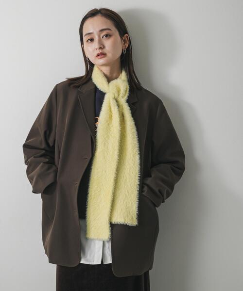 SENSE OF PLACE by URBAN RESEARCH（センスオブプレイスバイアーバンリサーチ）の「シャギーナローストール（マフラー・レディース・イエロー/ブラック/オフホワイト・ONE）」の19枚目の写真