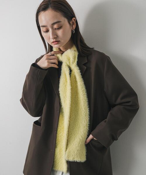 SENSE OF PLACE by URBAN RESEARCH（センスオブプレイスバイアーバンリサーチ）の「シャギーナローストール（マフラー・レディース・イエロー/ブラック/オフホワイト・ONE）」の18枚目の写真