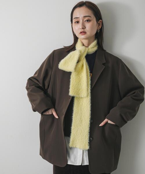 SENSE OF PLACE by URBAN RESEARCH（センスオブプレイスバイアーバンリサーチ）の「シャギーナローストール（マフラー・レディース・イエロー/ブラック/オフホワイト・ONE）」の17枚目の写真