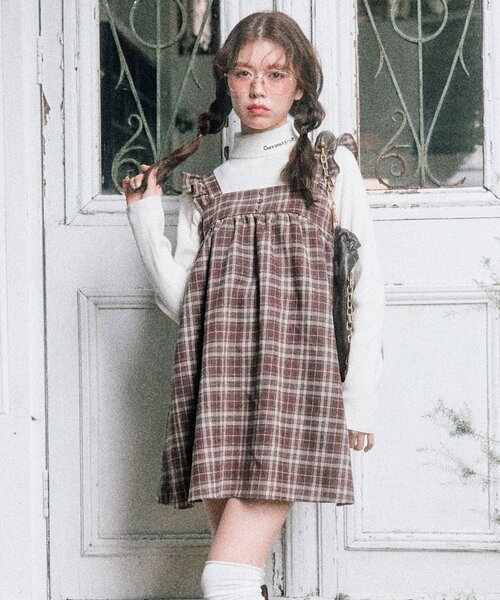 OLIVE des OLIVE（オリーブデオリーブ）の「【ふたばコラボ企画】ワンピース（ワンピース・レディース・ブラウン/オフホワイト・FREE）」の6枚目の写真