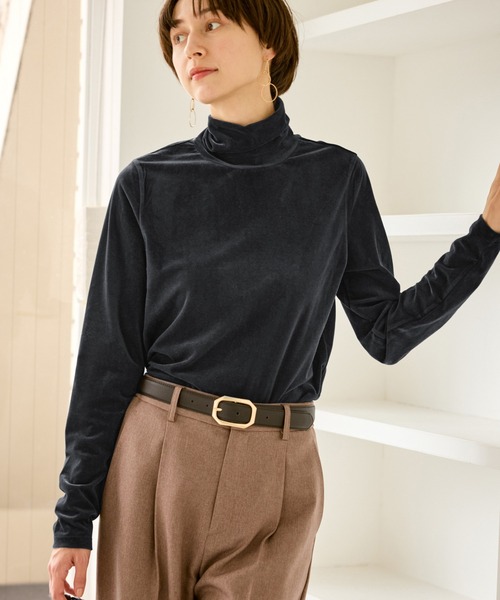 シアートリコットベロアタートルトップス（Tシャツ/カットソー）｜ROPE