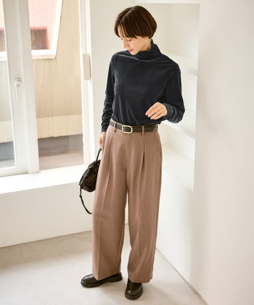 シアートリコットベロアタートルトップス（Tシャツ/カットソー）｜ROPE