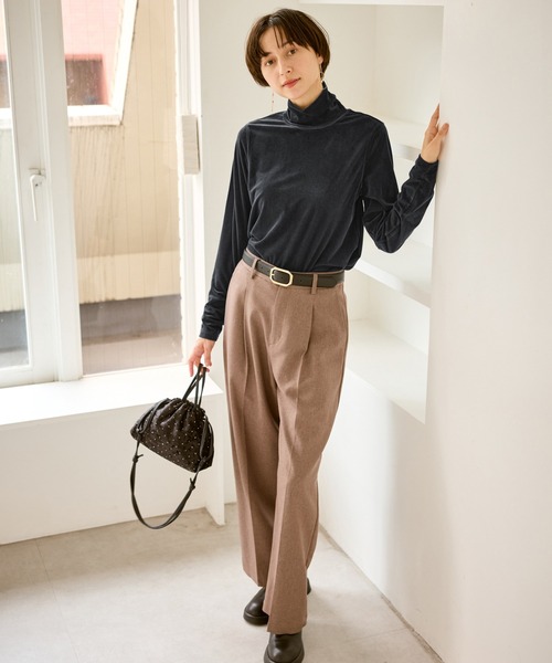 シアートリコットベロアタートルトップス（Tシャツ/カットソー）｜ROPE